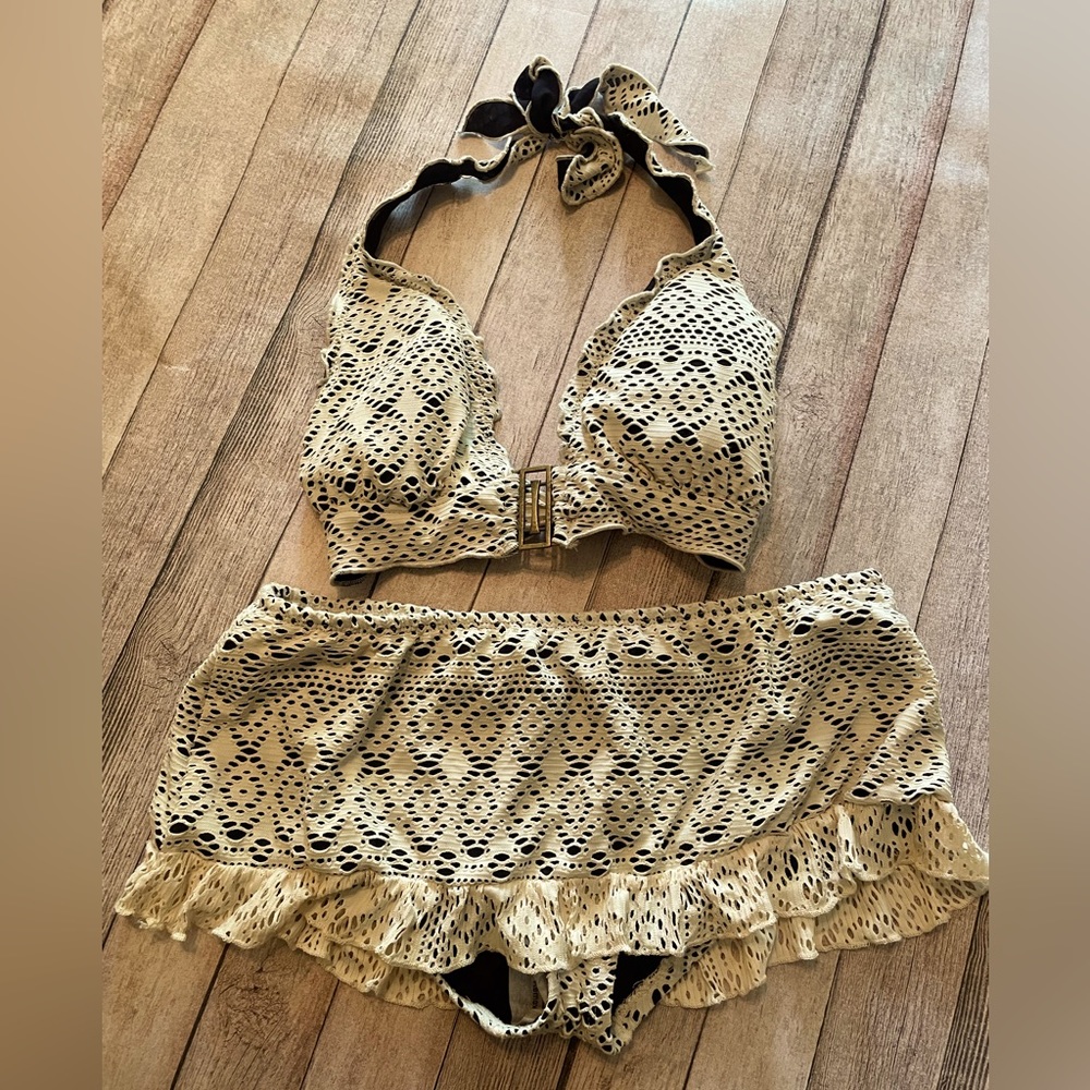 Bisou Bisou Two Piece Bathing Swim Suit Size L